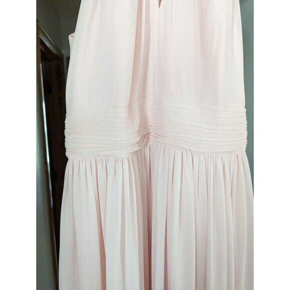 Bill Levkoff #Levkoff Keyhole Neck Chiffon Gown Bridesmaid Maxi Dress Pink 12 - Picture 12 of 12